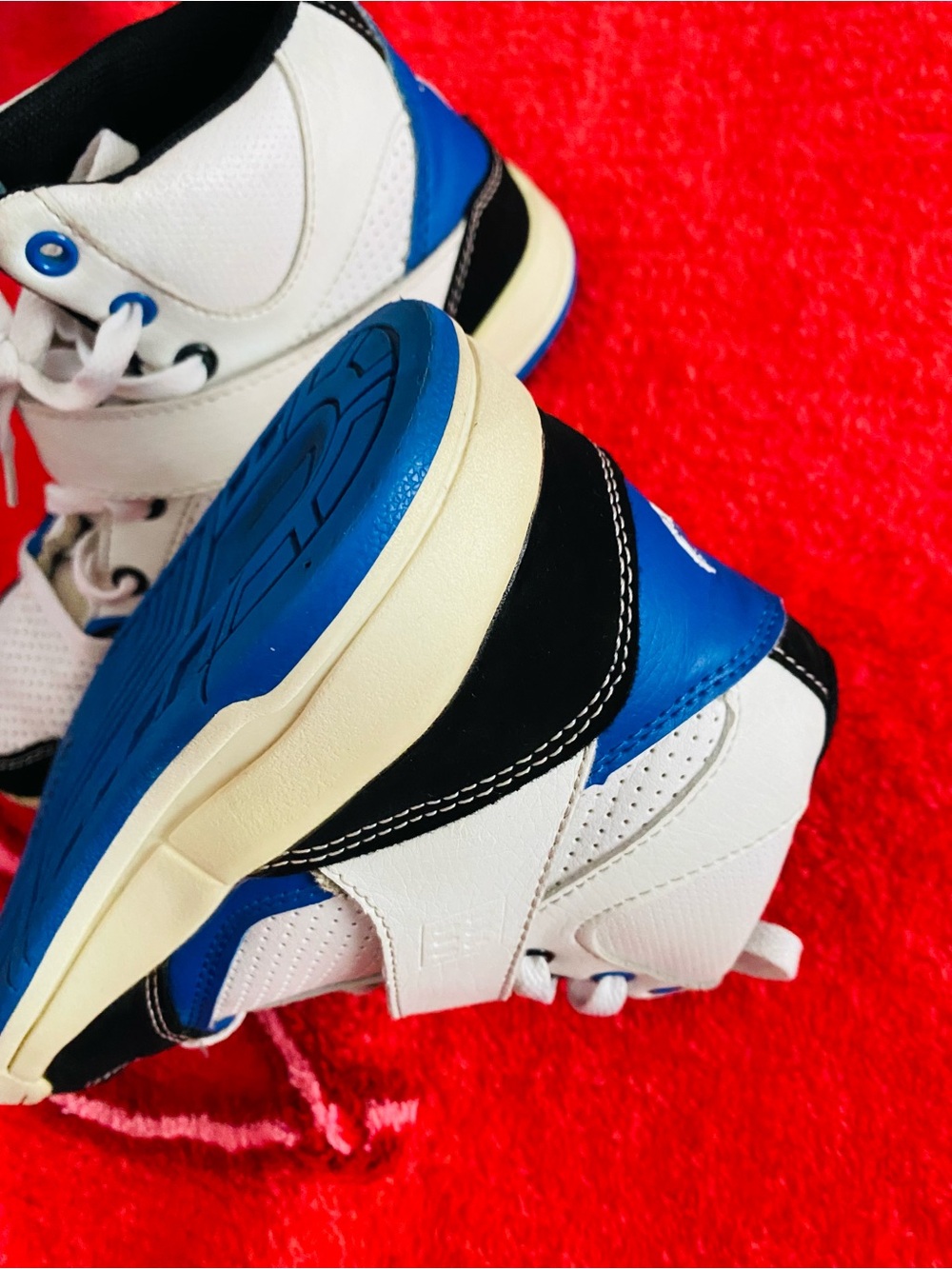 Kids High-Top Sneakers in White, Black & Blue - Secure Lace & Velcro